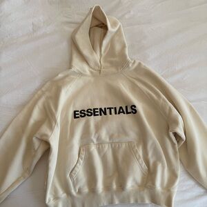 ESSENTIALS Men’s Cream Pullover Hoodie Small